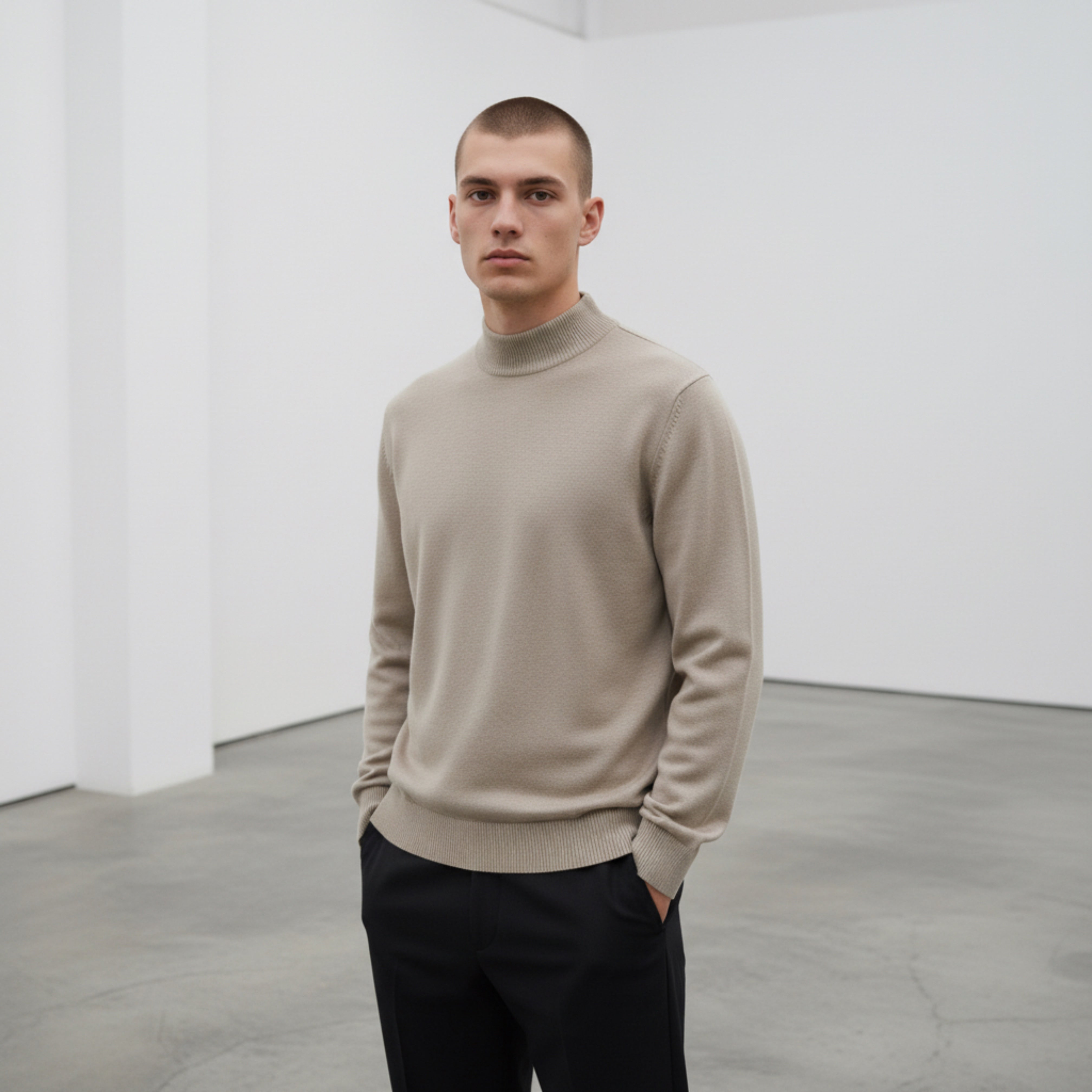 Suéter Cuello Medio Khaki