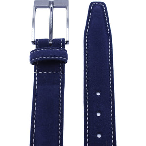 Cinturón De Piel Gamuza Azul M.